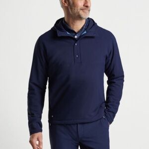 NWOT Peter Millar Approach Insulated Half-Snap Hoodie in Navy (Size Small)